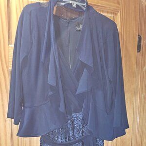 Alex Evenings Navy Dress Size 16 with Coordinating Nina Leonard XL Jacket